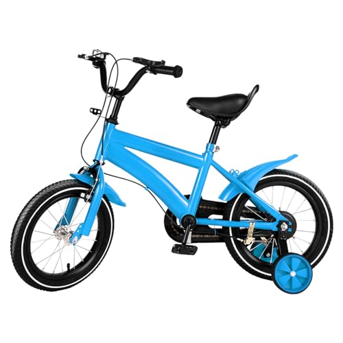GMSLuu 14-Zoll Kinderfahrrad Kinderfahrrad Kinder und Mädchen Fahrräder mit Stützräder Unisex Bike Hilfsrad Fahrräder Weiß Rot Blau Gelb Verfügbare Optionen (Blau)