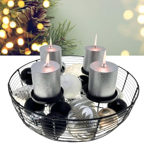 Bada Bing Metall Adventskranz in schwarz - Draht Kerzenhalter für 4 Kerzen - Deko Kranz Ø ca. 37 cm - Adventskorb für Weihnachten 99