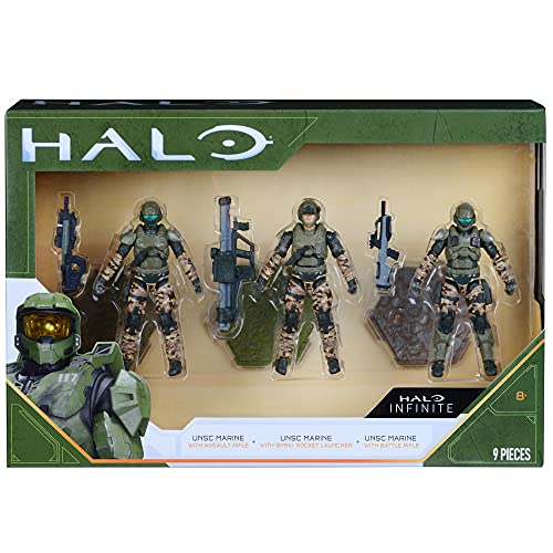 World of Halo 10,2 cm 3 Figuren-Sortiment – UNSC Marines mit Waffen Halo Fans – Build Your Halo Universum
