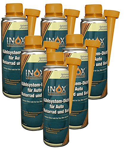INOX® Kühlsystem Dicht Additiv Kühlsystempflege Aufbereitung, 6 x 250ml - Dichtmittel für Kühlsysteme für alle Verbrennungsmotoren mit Wasserkühlung geeignet