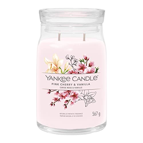 Yankee Candle Signature Duftkerze | große Kerze mit langer Brenndauer „Pink Cherry & Vanilla“ | Soja-Wachs-Mix | Perfekte Geschenke für Frauen