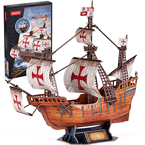 CubicFun 3D Puzzles für Erwachsene Santa Maria Schiffsmodell Spanisches Schiff Puzzle für Erwachsene und Kinder, Schreibtischdekoration Baukästen Geschenke für Frauen und Männer, 204 Teile