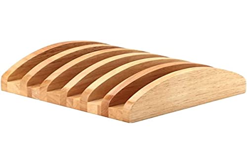 Continenta Bretterständer aus Gummibaumholz für 6 Bretter bis 2 cm Dicke, Brettständer, Brettchenständer, Größe: 20,5 x 18 x 6 cm