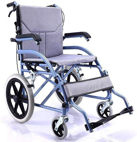 Rollstuhl Transportrollstuhl für Erwachsene, Armlehne kann angehoben werden, doppeltes Sitzkissen, leichter Klapprollstuhl, geeignet für ältere Menschen, Behinderte 100 kg Reisen Wheelchair