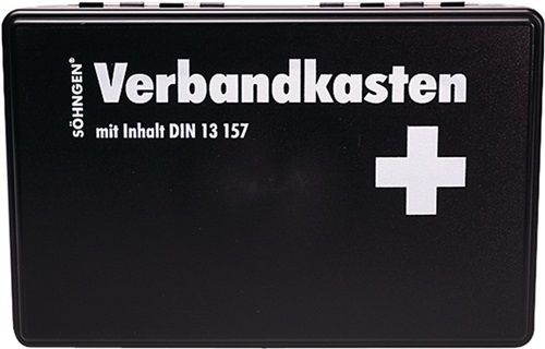 Söhngen Kiel KU Verbandskasten (mit Füllung, schwarz, Koffer aus ABS Kunststoff) 260x160x80 mm, 3003003