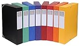 Exacompta 19500H 10er Pack Premium Sammelboxen mit Gummizug 50 mm breit aus extra starkem Colorspan-Karton mit Rückenschild für DIN A4 Archivbox Heftbox Dokumentenbox Zeichenbox farbig sortiert