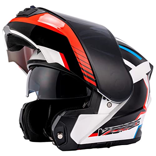 SJAPEX Motorradhelm Klapphelm mit Bluetooth-Headset Slot Anti-Fog-Doppelscheib Integralhelm ECE-Zertifiziert Klapphelme fur Motorrad,Herren Damen Integralhelm Helm 2,4XL=65~66CM