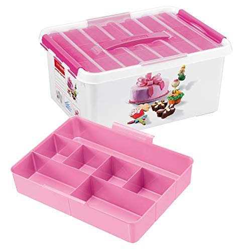 Sunware Q-Line Fun-Baking Decor Box 15 L + 1 Einsatz - weiß/transparent/rosa