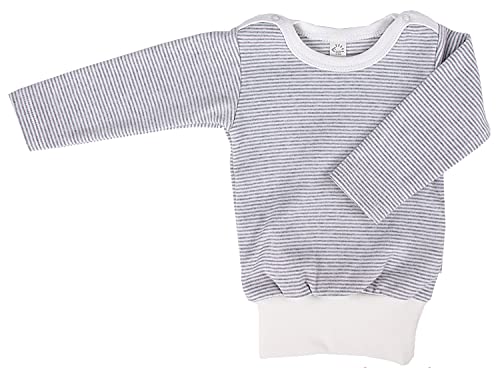 iobio Baby Longshirt Windelfrei Shirt W-Free aus Bio-Baumwolle kbA mit Bauchbündchen (74/80, Grau/Ecru)