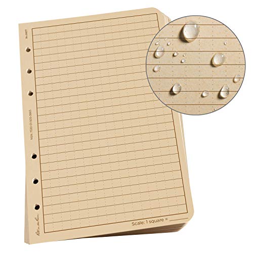Rite In The Rain All-Weather Loose Leaf Paper, 4 5/8" x 7", 32# Tan, Universal Pattern, 100 Sheet Pack (No. 982T), 7 x 4.625 x 0.625