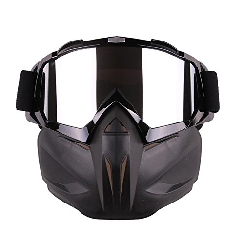 Motorradbrille mit abnehmbarer Maske, beschlägt nicht, windbeständig, schwarz, Einheitsgröße