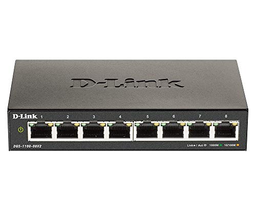 D-Link Ethernet Switch, 8 Port Smart Managed Gigabit Desktop EEE Netzwerk Internet (DGS-1100-08V2)