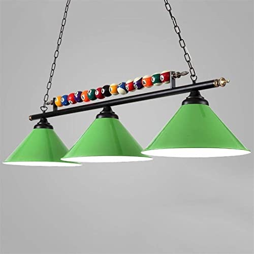 TYTU Kronleuchter 3 Lichter Billardtisch Acht Schwarze Eisenlichter LED Kreative Persönlichkeit(Color:Green)