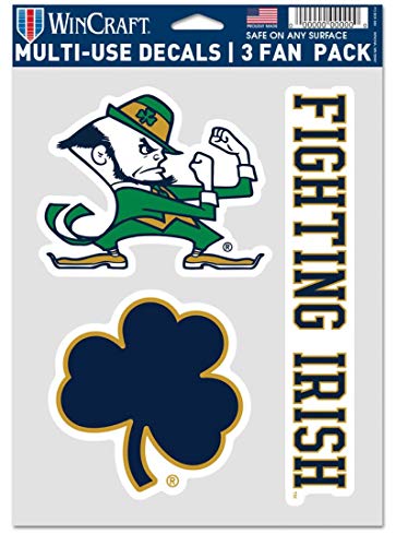 NCAA Notre Dame Fighting Irish Aufkleber Multi Use Fan 3er Pack, Team Farben, Einheitsgröße