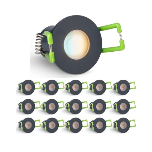 3W Mini LED Spots CCT Farbwechsel Warm-Neutral-Kalt-Weiß, Farbtemperatur einstellbar + Dimmbar über Funk & Wifi, smarthome Einbaustrahler IP65 Schutz für Innen- und Außen (Anthrazit, 16x Minispot)