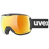 uvex downhill 2100 CV - Skibrille für Damen und Herren - konstraststeigernd - verzerrungs- & beschlagfrei - black matt/orange-green - one size