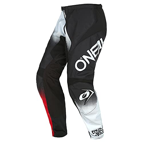 O'NEAL | Motocross-Hose | Enduro MX | Maximale Bewegungsfreiheit, Leichtes, Atmungsaktives und langlebiges Design | Pants Element Racewear V.22 | Erwachsene | Schwarz Weiß Rot | Größe 44/60