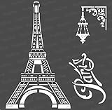 CrafTreat Eiffel Tower Stencils for Painting on Wood, Canvas, Paper, Fabric, Floor, Wall and Tiles, Paris Stencil, 30.5 x cm, Reusable DIY Art Craft Stencils for Home Décor