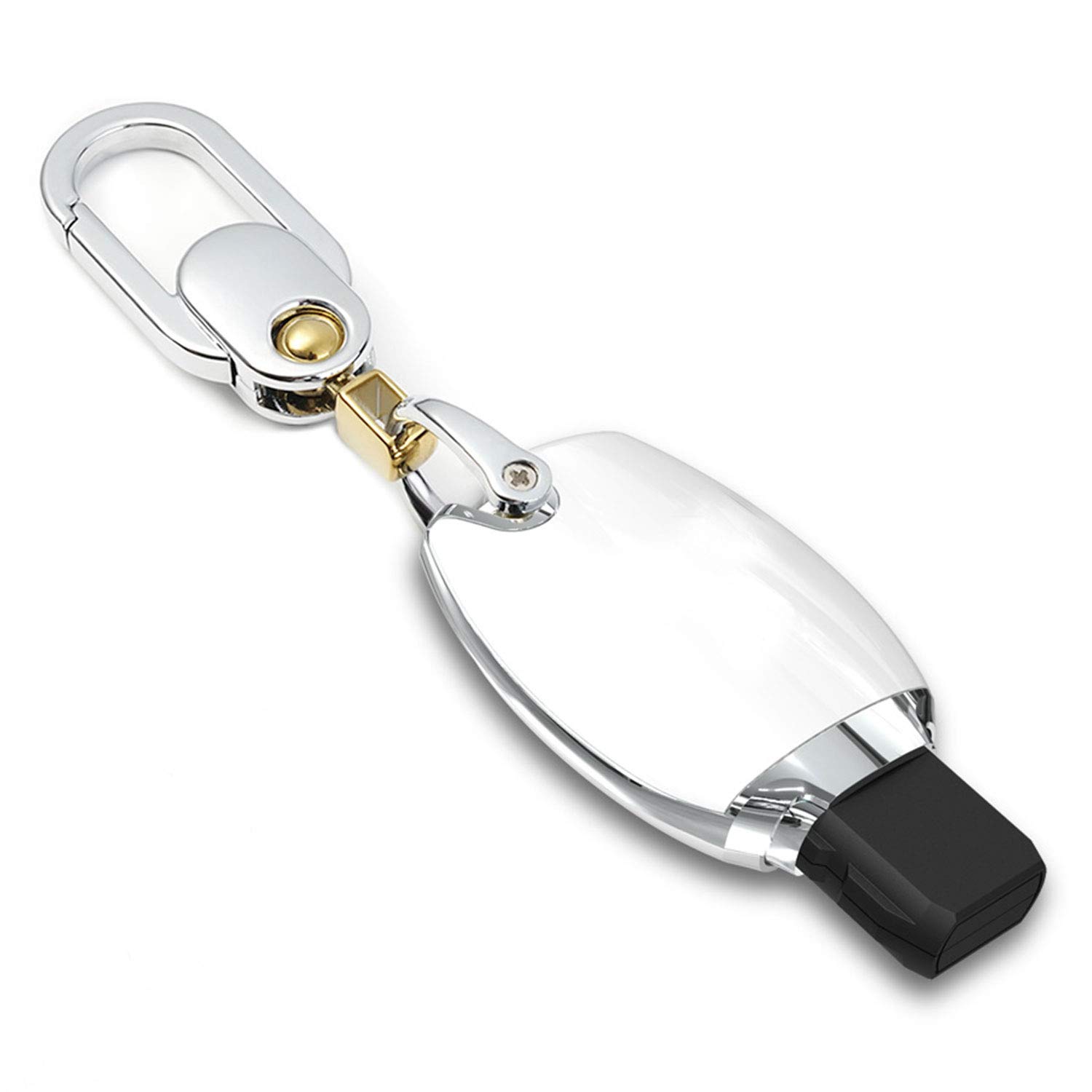 Kwak's Autoschlüssel Abdeckung ABS Kunststoff Schlüsselhalter Fall für Mercedes Benz Plug-in Schlüssel Smart Control mit Zink-Legierung Schlüsselanhänger(weiß)
