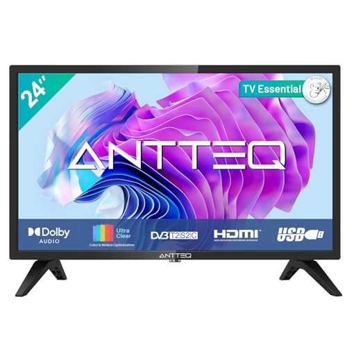 Antteq AB24F1D Fernseher 24 Zoll (TV 60 cm), Dolby Audio, LED, Triple Tuner DVB-C / T2 / S2, CI+, VGA PC Connection, HDMI, USB, digitaler Audioausgang, incl. Hotelmodus