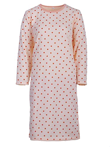 LUCKY Damen Nachthemd Thermo mit Tasche Winter Knöpfe Größe M L XL XXL, Größe:XXL, Farbe:Off-White