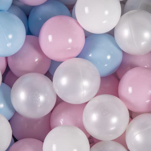 MEOWBABY 200 ∅ 7Cm Kinder Bälle Spielbälle Für Bällebad Baby Plastikbälle Made In EU Weiße Perle/Weiß/Babyblau/Pastellrosa