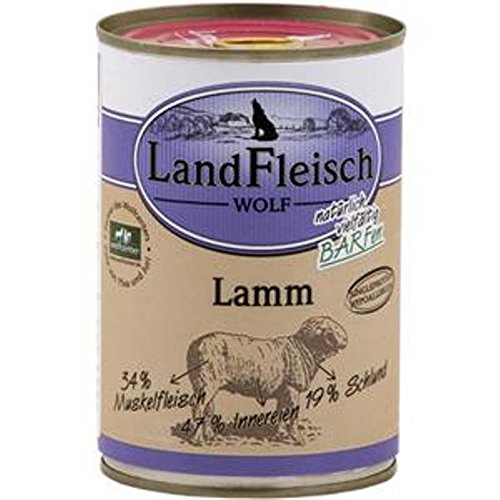 LANDFLEISCH Hundenassfutter »Wolf Barf Sensitiv Lamm«, 12 Dosen á 400 g