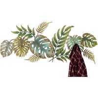 Kare Design Garderobe Jungle Party Colore, Garderobenleiste mit 6 Garderobenhaken im Dschungel Look, Graderobenhaken, Wandhaken, Hakenleiste, Wandgarderobe, Garderobenpaneel, Grün (H/B/T) 43x107x5cm