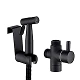 Tecmolog Bidet Handbrause Set Edelstahl Handheld Bidet Sprayer für Toilette Schwarz Handbrause WC mit Schlauchbrause, Umschaltventil 1/2, WS024CF