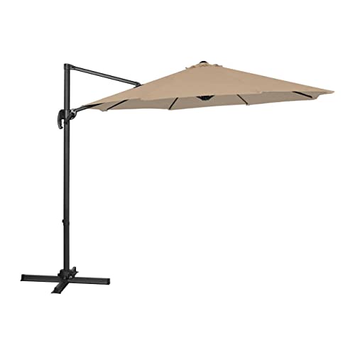 Uniprodo UNI-UMBRELLA-2R300TA-N | Ampelschirm | Sonnenschirm | Taupe rund Ø 300 cm neig- und drehbar | Gartenschirm | Terrassenschirm | Sonnenschutz für Balkon, Terrasse & Garten | Pendelschirm