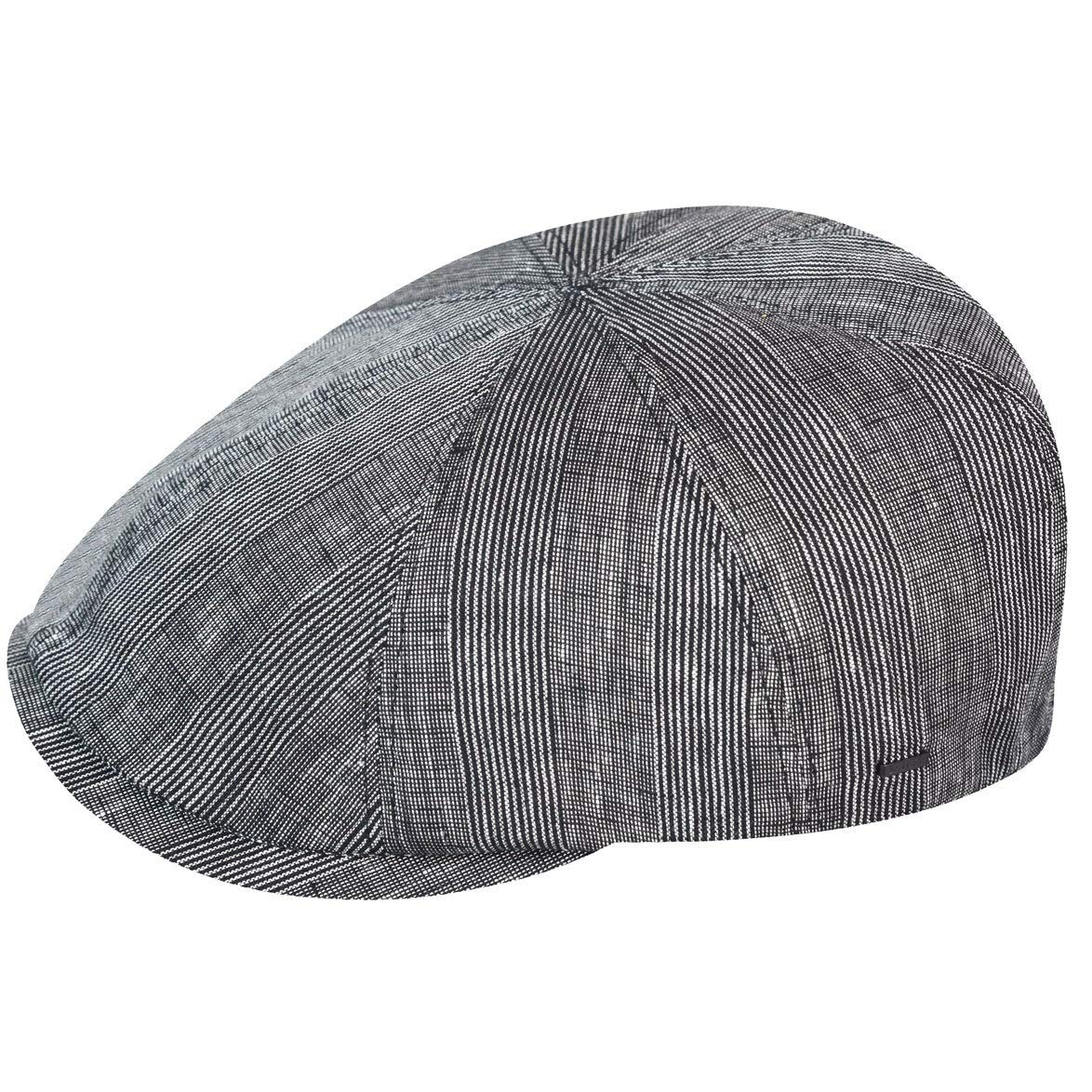 Bailey of Hollywood Alsen Leinen Flatcap Schirmmütze Schiebermütze Leinencap (S (54-55 cm) - schwarz)