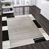 VIMODA Teppich Kariert Retro Muster Meliert in Grau, Weiß und Schwarz Schlafzimmer Wohnzimmer - ÖKO TEX Zertifiziert, Maße:80x300 cm