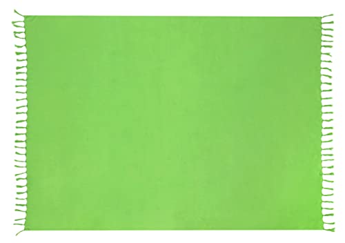 Ciffre Pareo Sarong Tuch Damen Herren - Wickelrock Strand - Strandtuch Blickdicht als Wickeltuch oder Handtuchkleid und Wickelkleid Unisex Frauen und Männer - mit Schnalle einfarbig Hell Grüne Töne