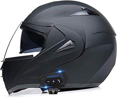 Motorrad Modularer Bluetooth-Helm Integrierter Vollgesichts-Motorradhelm Mit Antibeschlag-Doppelvisier Motocross-Helme ECE-Zulassung Für Erwachsene Männer Und Frauen F,M/{57~58cm}