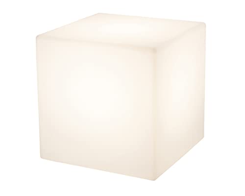 8 seasons design Shining Cube LED-Würfel (43cm) weiß, E27 Fassung inkl. Leuchtmittel in warmweiß, Leucht-Würfel für außen und innen, als Deko, Tisch oder Hocker