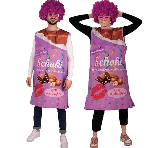 Krause & Sohn Schokoladen Kostüm Vernasch Mich Schoko für Erwachsene Gr. S-XXL lila Fasching Karneval JGA Sßigkeiten-Kostüm Schokoladentafel (M)