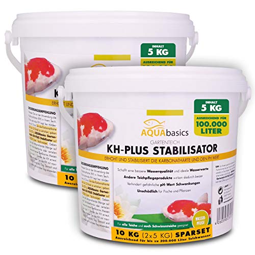 AQUAbasics Gartenteich KH-Plus Stabilisator sichert stabile und lebensnotwendige Wasserwerte im Teich - Stabile Karbonathärte sichert auch den pH-Wert, Größe:10 kg