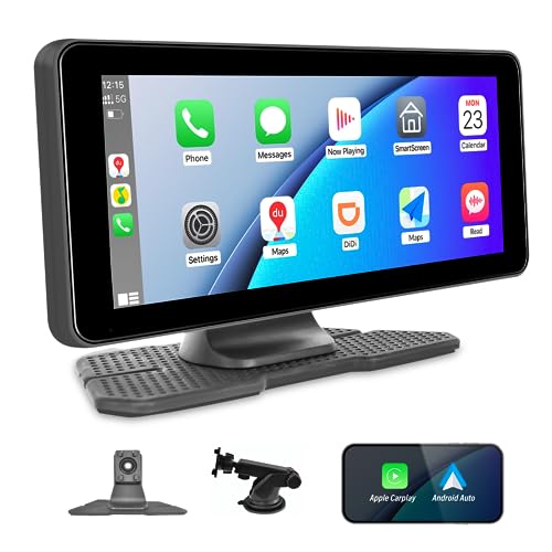6,86 Zoll HD Touchscreen Autoradio tragbar mit CarPlay Wireless Android Auto, Videoplayer Unterstützung Mirror Link Bluetooth FM AUX-In Steuerung Vioce für 7 – 24 V