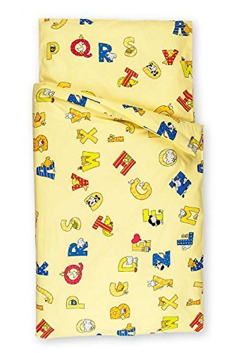 Kindertraum 5213240 Kinderbettwäsche Alphabet, Design 132, 40 x 60 cm und 100 x 135 cm, gelb