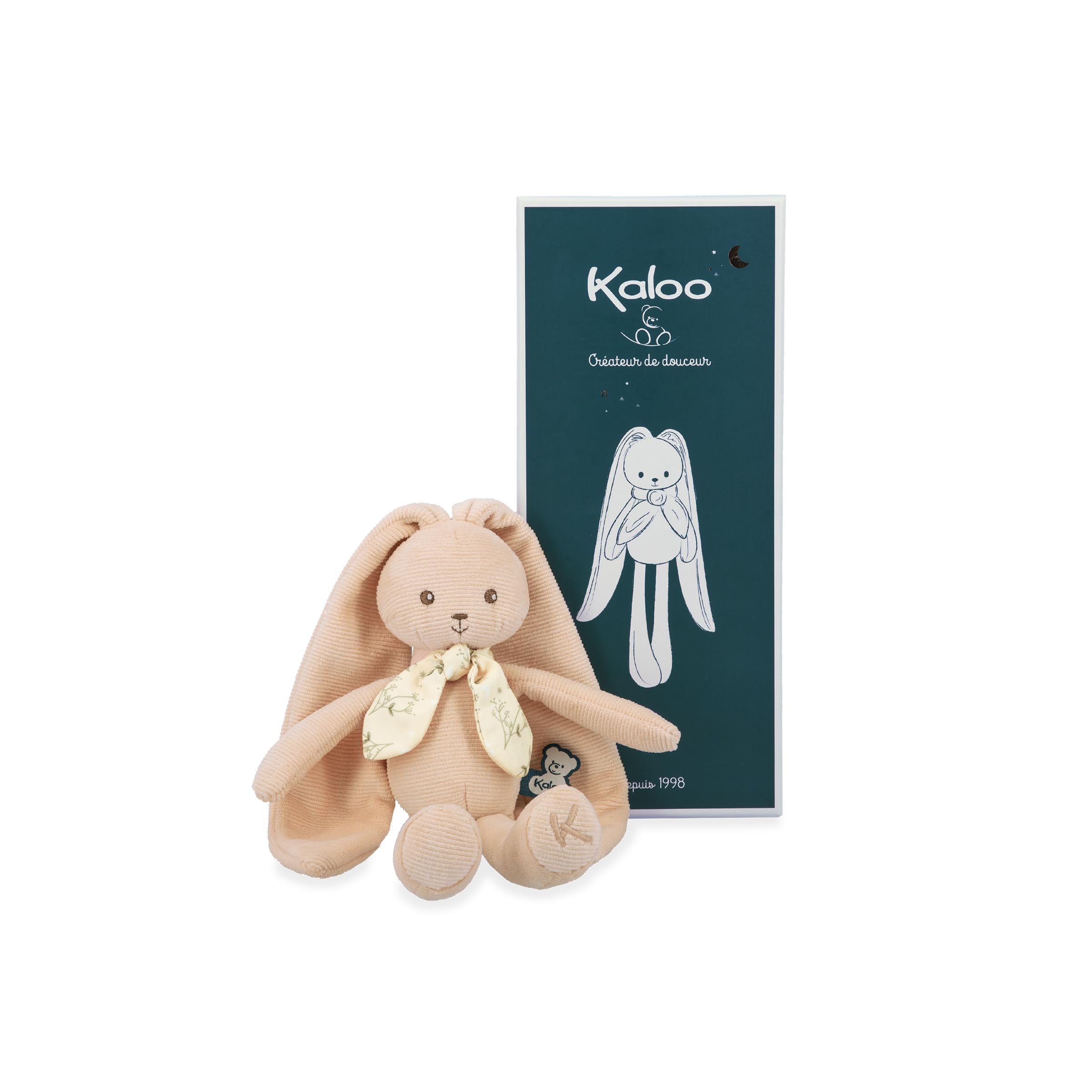 KALOO - Lapinoo - Pfirsichfarbener Hase - Baby-Plüschtier aus Cord - 25 cm - Sehr Weiches Material - Geschenkbox - Ab Geburt, K218015