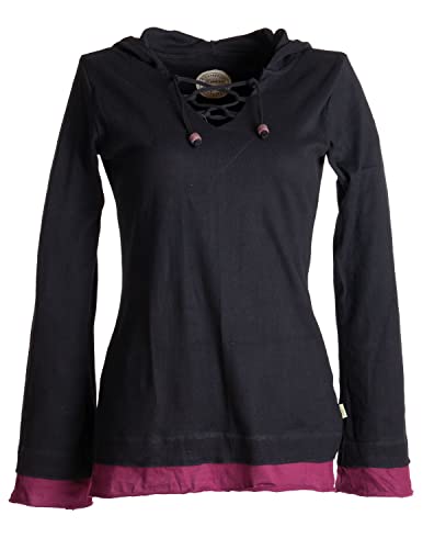 Vishes - Alternative Bekleidung - Lagenlook Longsleeve Shirt mit Zipfelkapuze schwarz 42/44