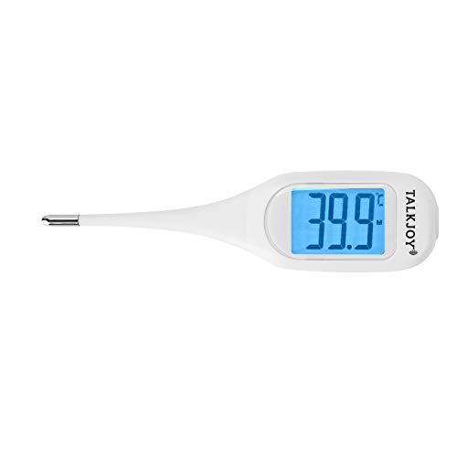 PROFI Sprechendes Fieberthermometer Digitales Thermometer Seniorenthermometer für Blinde oder mit Sehschwäche: Ansage Temperatur & flexible Spitze