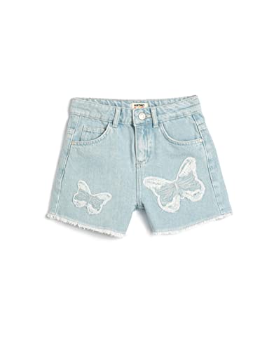 Koton Girls Jean Shorts Butterfly Applique Detail Pockets Cotton