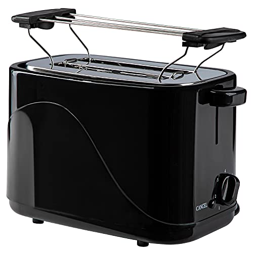 Slabo Automatik Toaster mit Brötchenaufsatz | Röstaufsatz | Stopp-Taste | 7 Bräunungsstufen | 700W | Edelstahl | Kunststoff - schwarz