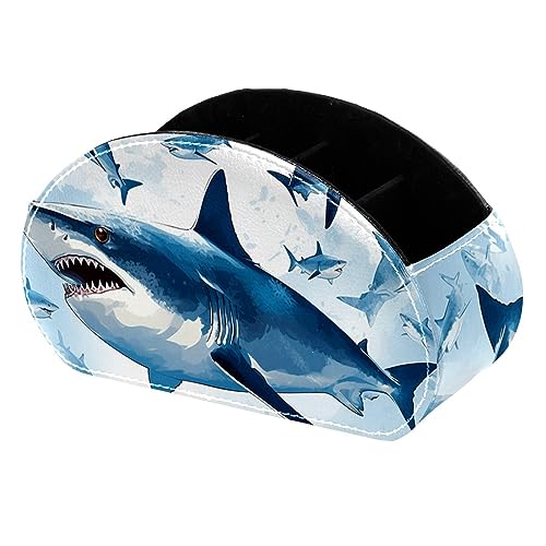 LLNSUPPLY Happy Shark Stehendes Federmäppchen, niedlicher halbrunder Stifthalter, Make-up-Kosmetiktasche für Schule, Studenten, Büro, Damen, Teenager, Mädchen, Jungen