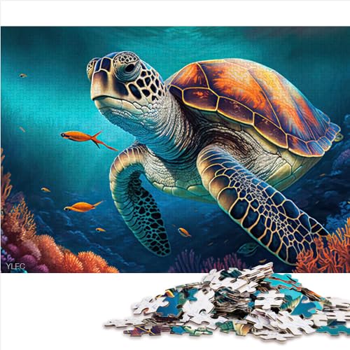 Puzzles Lernspiele 1000 Teile Puzzle Meeresschildkröte Aquarell Holzpuzzles für Erwachsene 1000 Teile Puzzle Lernspiele Entspannungspuzzlespiele (50x75cm)