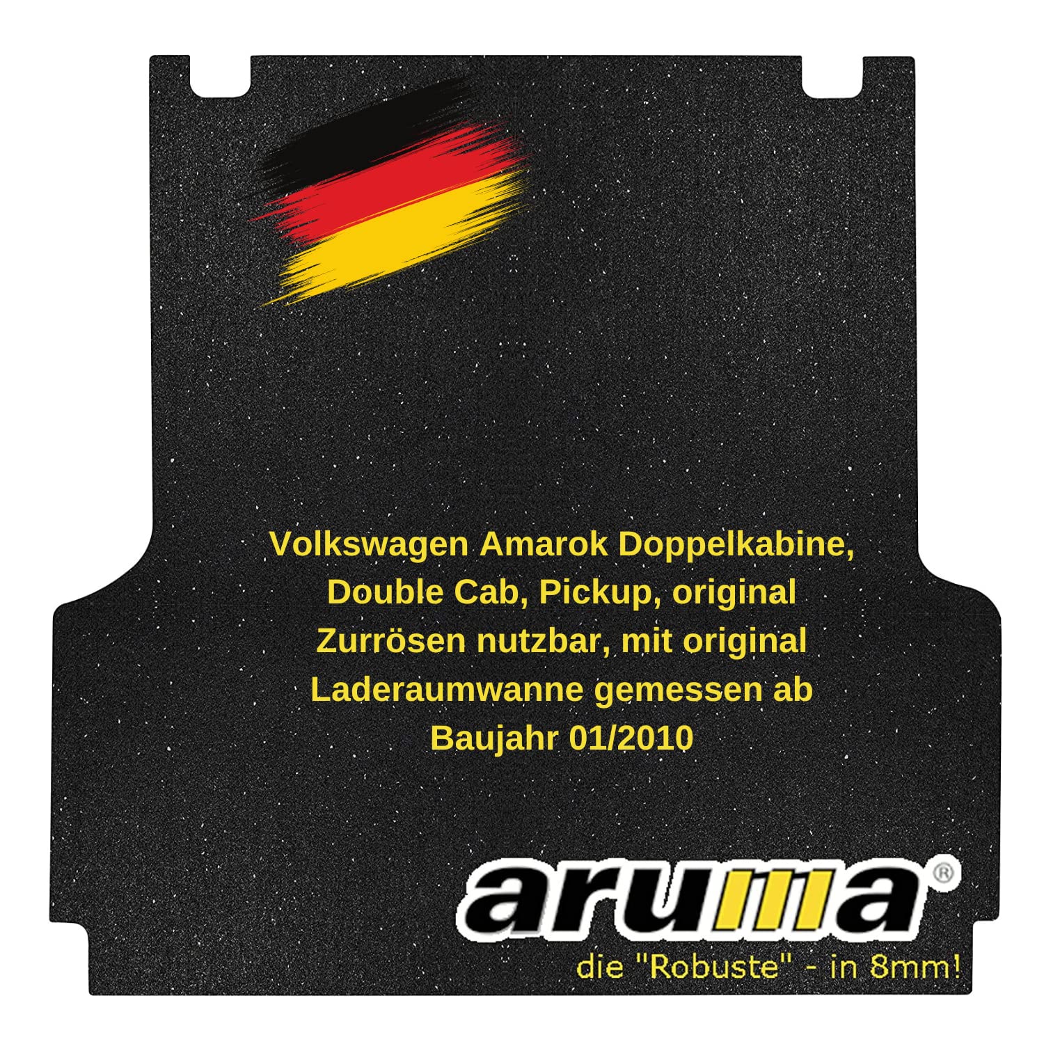 aruma® Antirutschmatte Laderaummatte kompatibel für VW Amarok Doppelkabine, original Zurrösen nutzbar, mit original Laderaumwanne gemessen ab Baujahr 01/2010-01/2023
