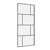 MARWELL Bricks Begehbare Glasdusche mit Siebdruck aus Ziegelsteinen 120 x 195 cm - Duschwand mit matt schwarzen Wandprofil - 5 mm Einscheibensicherheitsglas - barrierefreier Aufbau