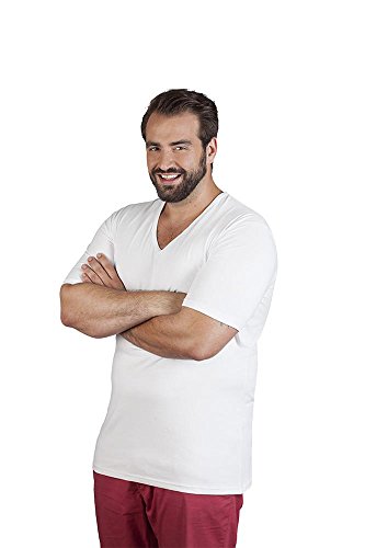 Slim-Fit V-Ausschnitt T-Shirt Plus Size Herren, Weiß, 5XL