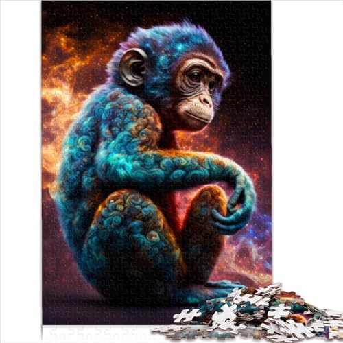 Puzzles für Erwachsene, 1000 Tiere, Affen-Puzzles, Geschenke, Spielzeug, Holzpuzzles, Teenager, lustige Puzzlespiele mit passendem Poster und Quizblatt (50 x 75 cm)